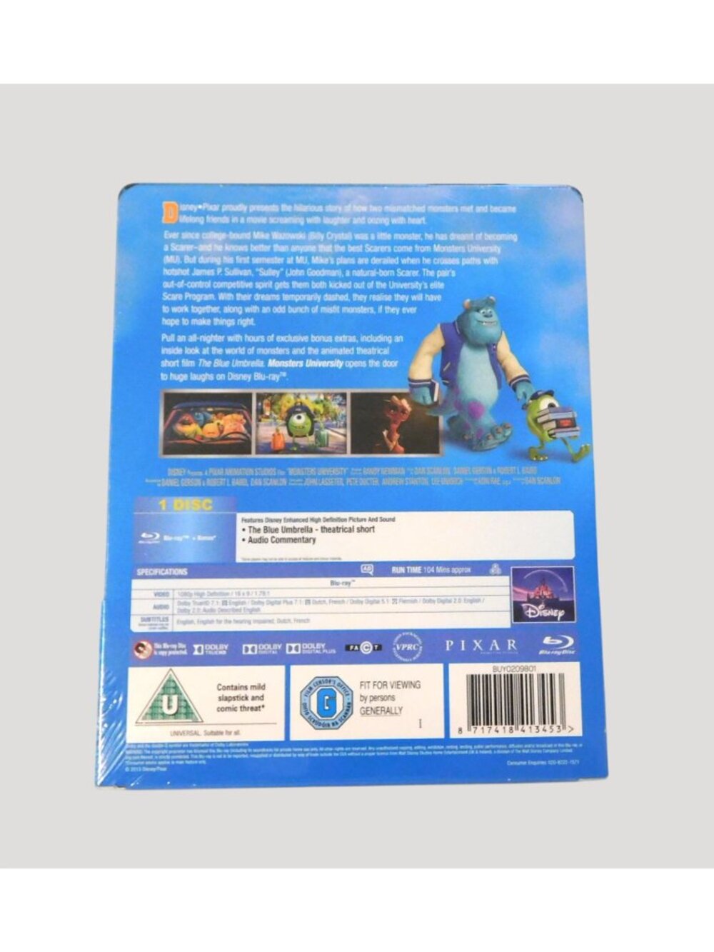 Disney Pixar Monsters University Steelbook Blu-ray Movie Billy Crystal Sealed - Picture 2 of 4